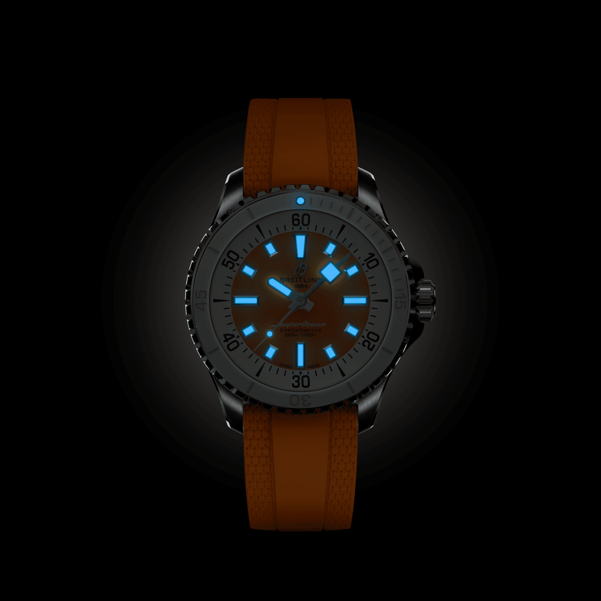 BRT Superocean Orange on Rubber Watch, 36mm