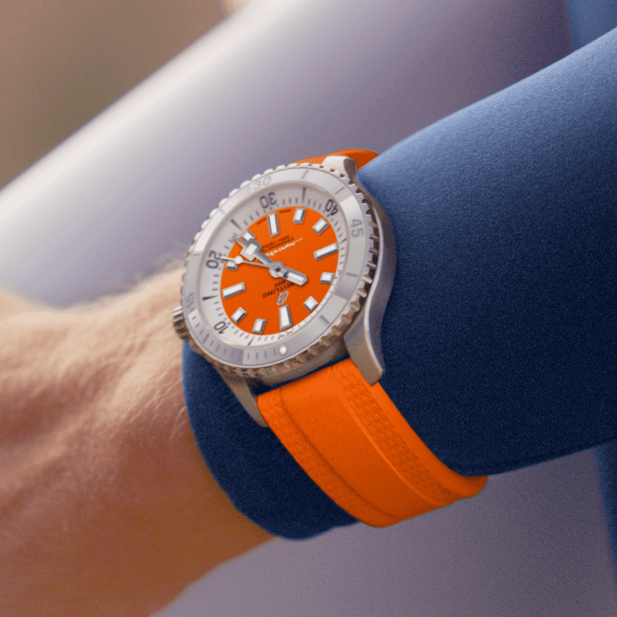 BRT Superocean Orange on Rubber Watch, 36mm