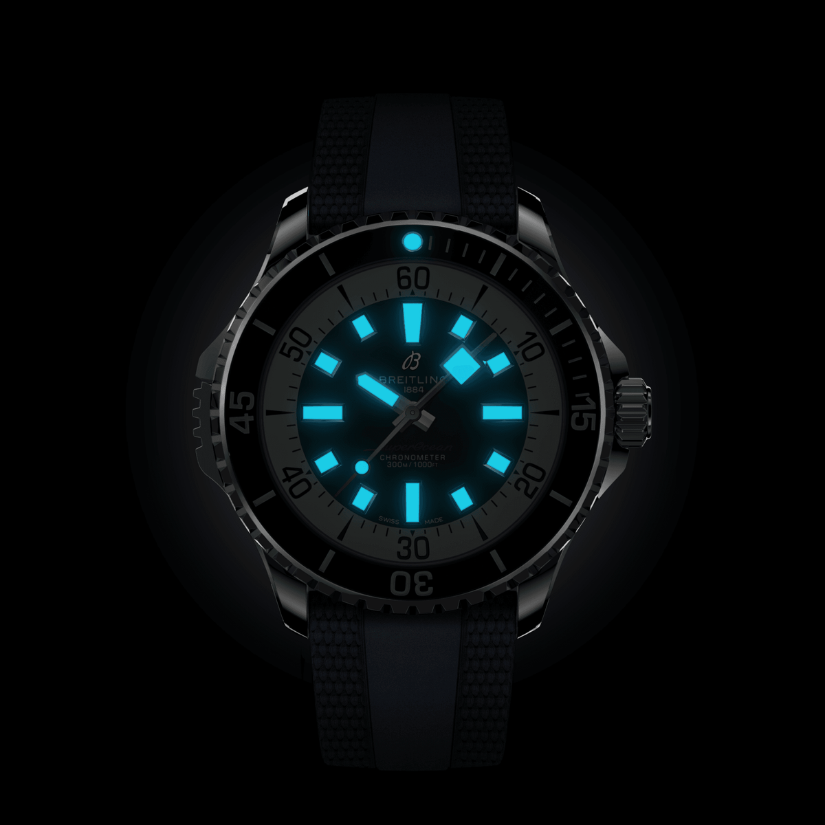BRT Superocean Blue on Rubber Watch, 46mm
