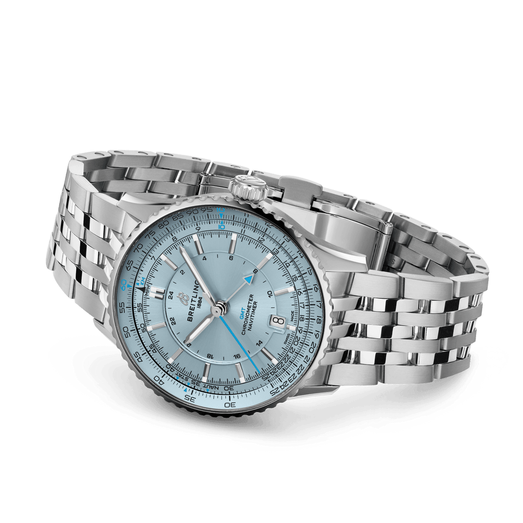 BRT Navitimer Automatic GMT 41 Watch with Ice Blue Dial