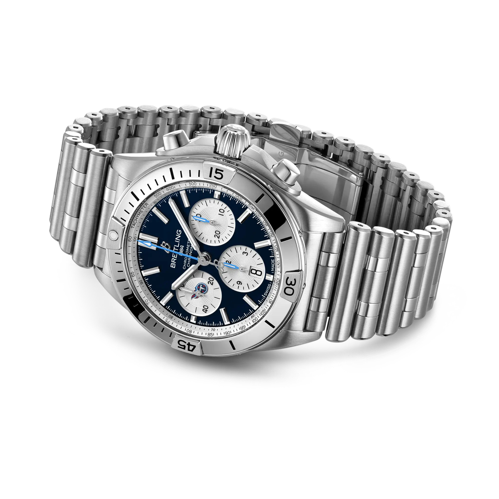 BRT Chronomat B01 42 NFL Tennessee Titans Edition with Stainless Steel Bracelet