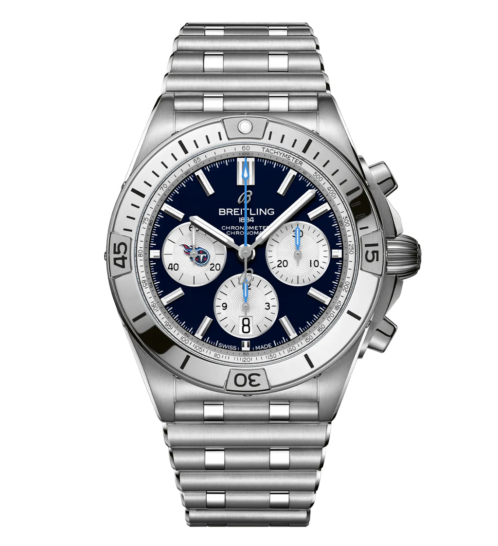 BRT Chronomat B01 42 NFL Tennessee Titans Edition with Stainless Steel Bracelet