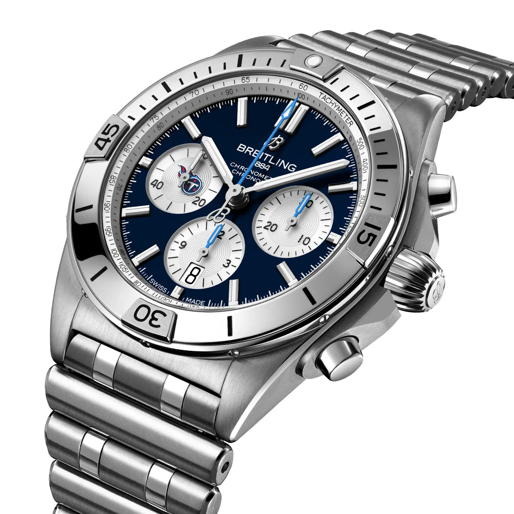BRT Chronomat B01 42 NFL Tennessee Titans Edition with Stainless Steel Bracelet
