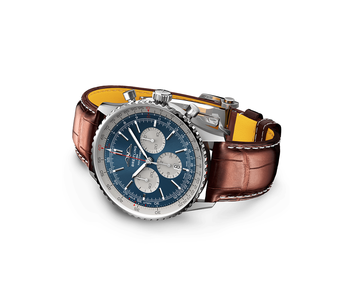 BRT Navitimer B01 Watch with Alligator Strap, 46mm