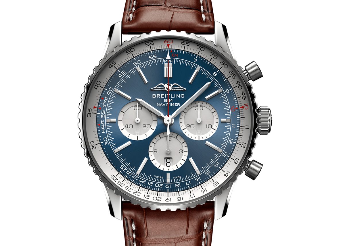 BRT Navitimer B01 Watch with Alligator Strap, 46mm