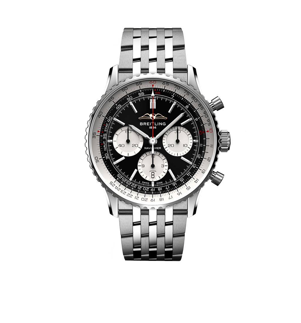 BRT Navitimer B01 Watch with Black Dial, 43mm