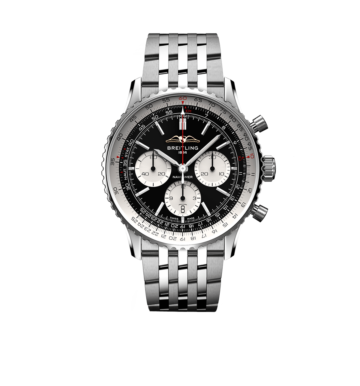 BRT Navitimer B01 Watch with Black Dial, 43mm