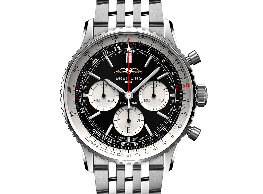 BRT Navitimer B01 Watch with Black Dial, 43mm
