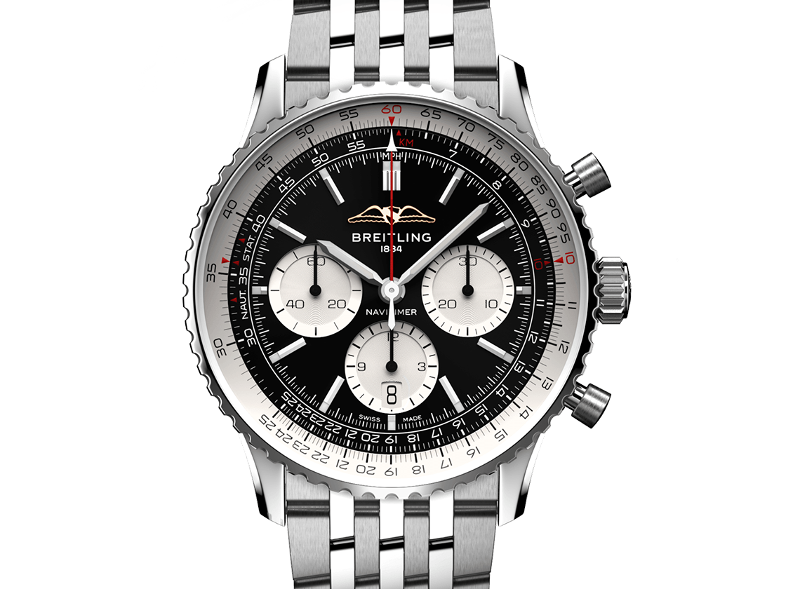 BRT Navitimer B01 Watch with Black Dial, 43mm