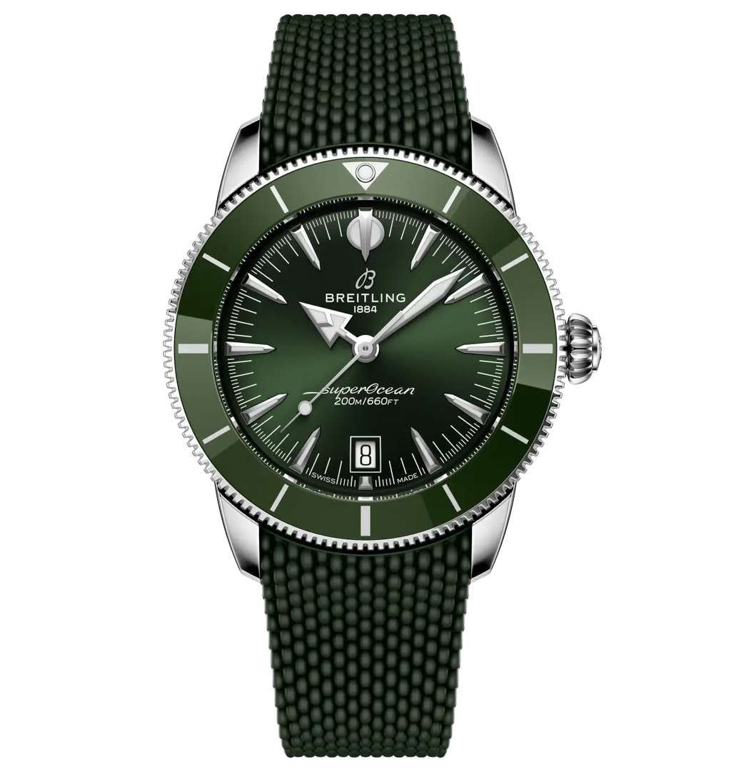 BRT Superocean Heritage B31 Automatic 42 Watch with Green Rubber Strap