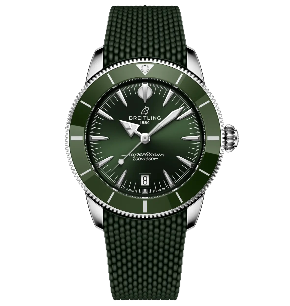 BRT Superocean Heritage B31 Automatic 42 Watch with Green Rubber Strap