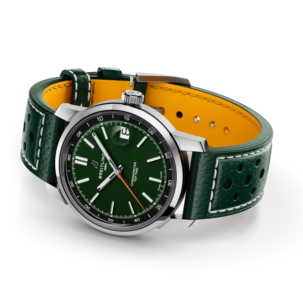 BRT Top Time B31 38mm Watch with Green Leather Strap