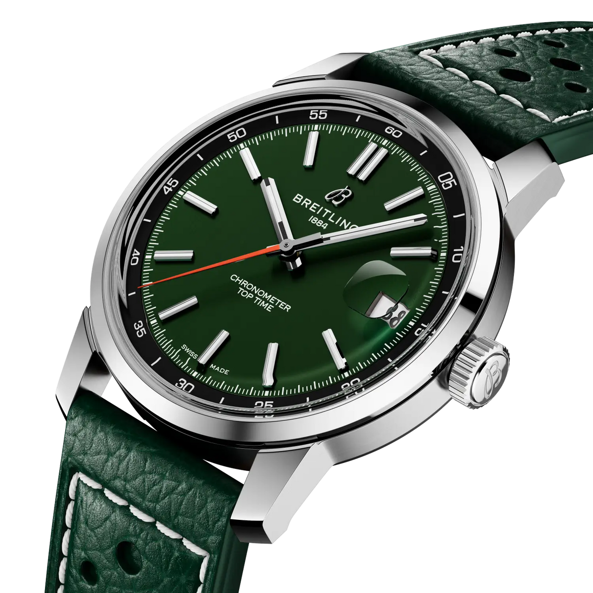 BRT Top Time B31 38mm Watch with Green Leather Strap