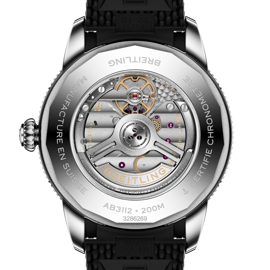 BRT Superocean Heritage B31 Automatic 44 Watch with Black Mesh Rubber Strap