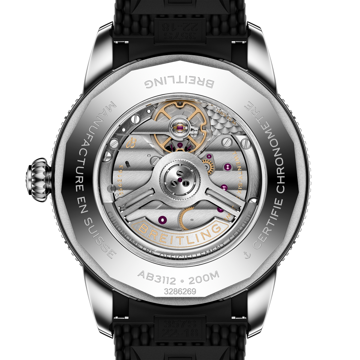 BRT Superocean Heritage B31 Automatic 44 Watch with Black Mesh Rubber Strap