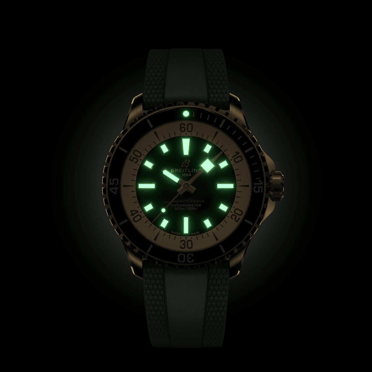 BRT Superocean Bronze Green on Rubber Watch, 42mm