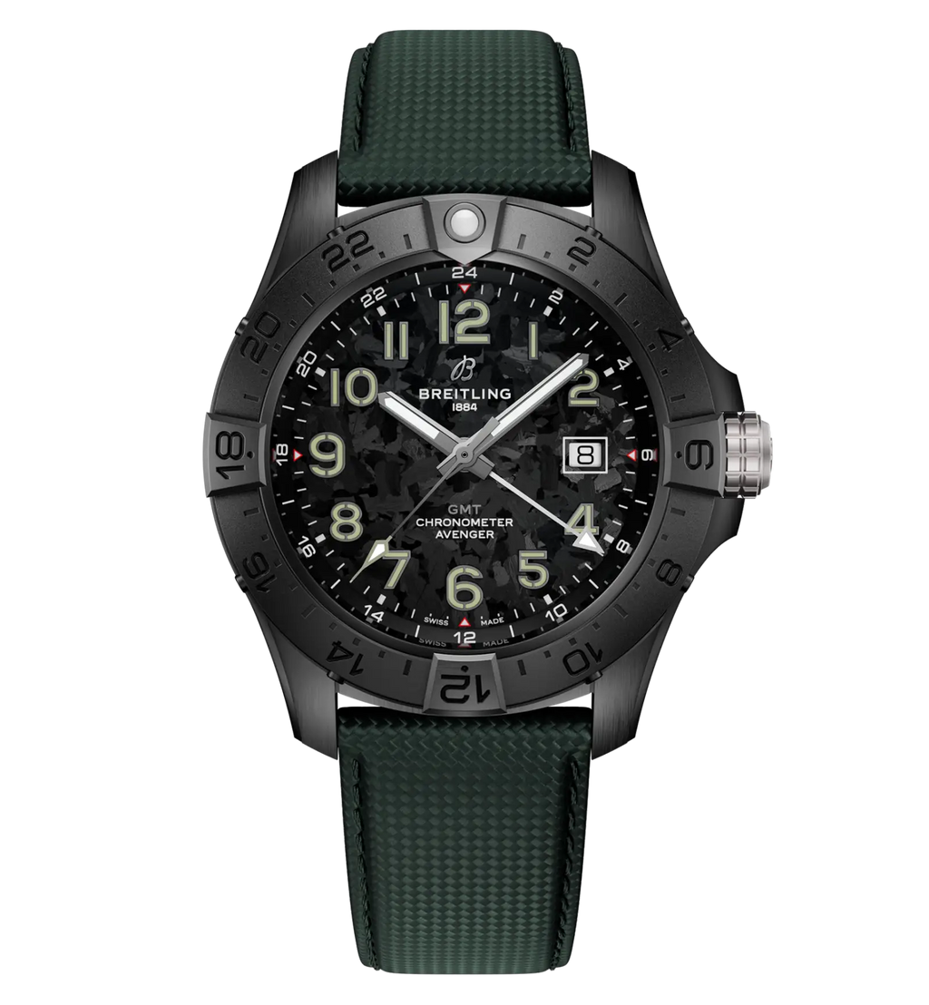BRT Avenger Automatic GMT 44 Night Mission Watch with Leather Strap