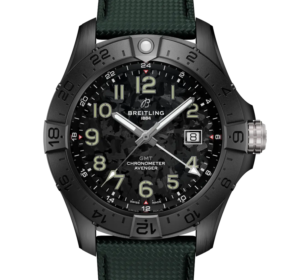BRT Avenger Automatic GMT 44 Night Mission Watch with Leather Strap