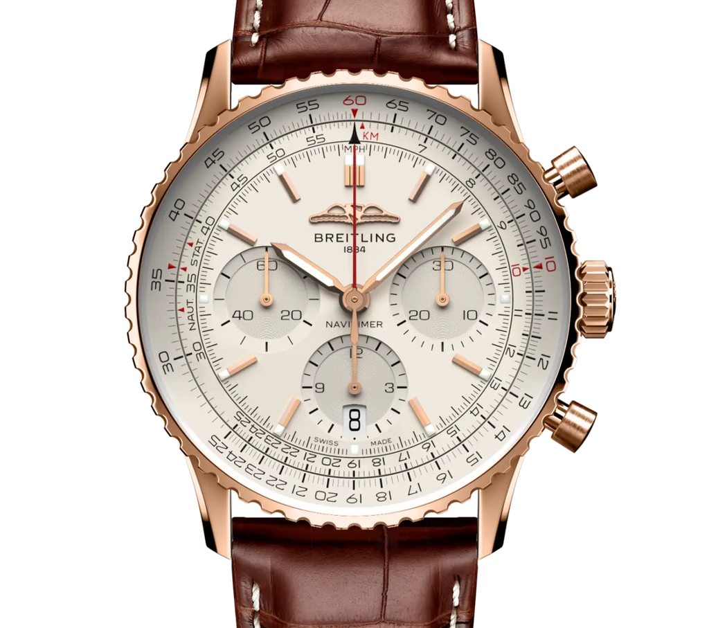 BRT Navitimer B01 Chronograph 41 Watch with Leather Strap