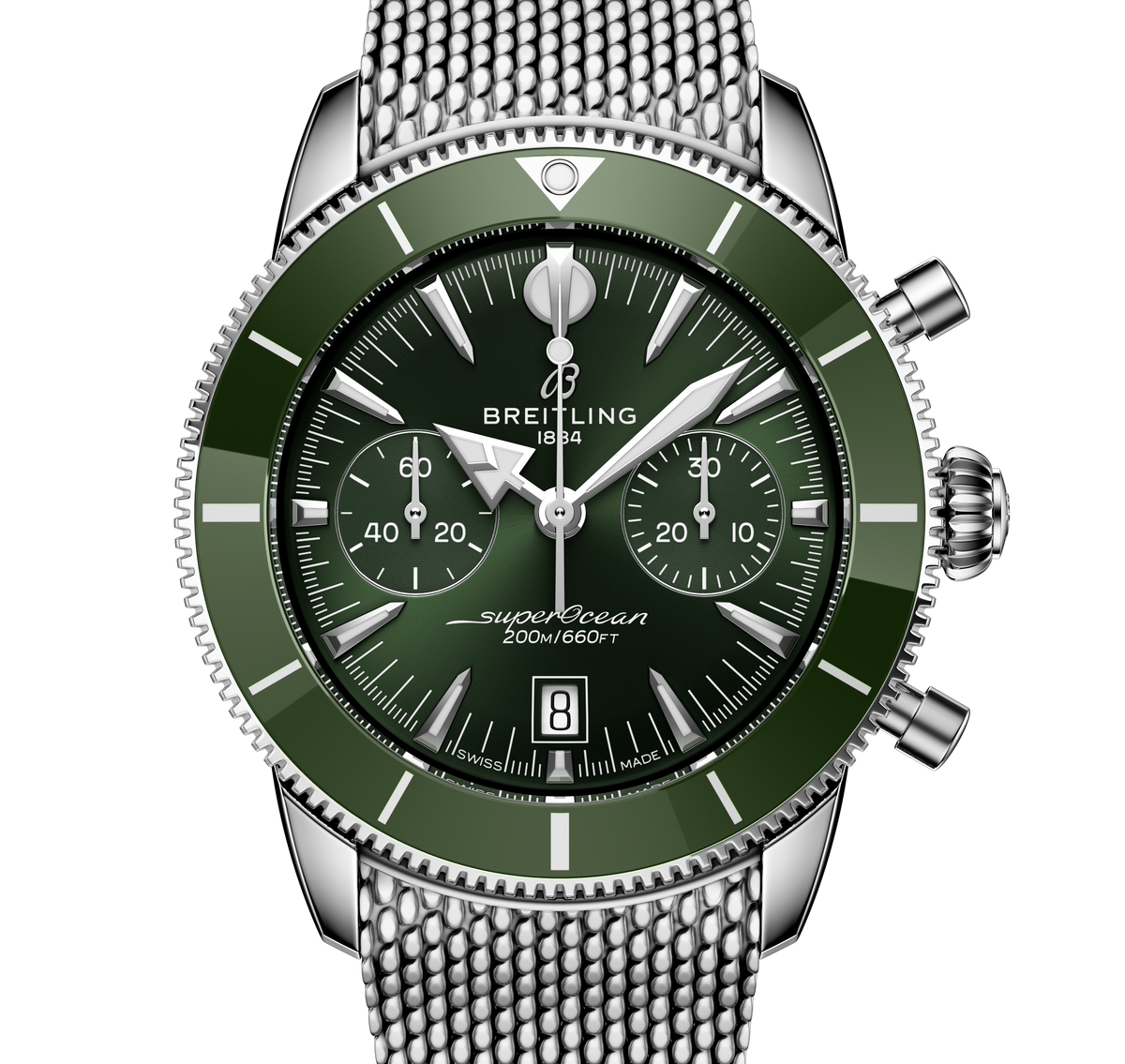 BRT Superocean Heritage B01 Chronograph 42 Watch with Green Dial