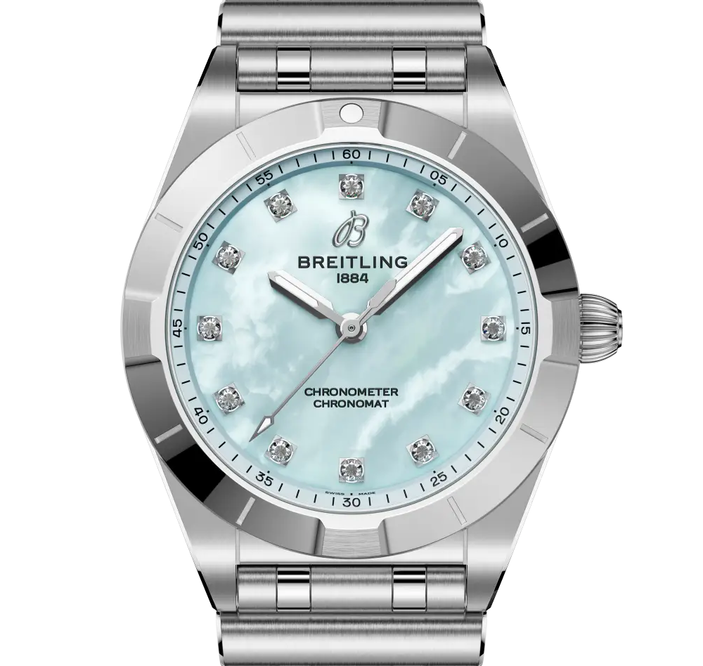 BRT Chronomat 28 Watch with Blue Mother of Pearl Dial