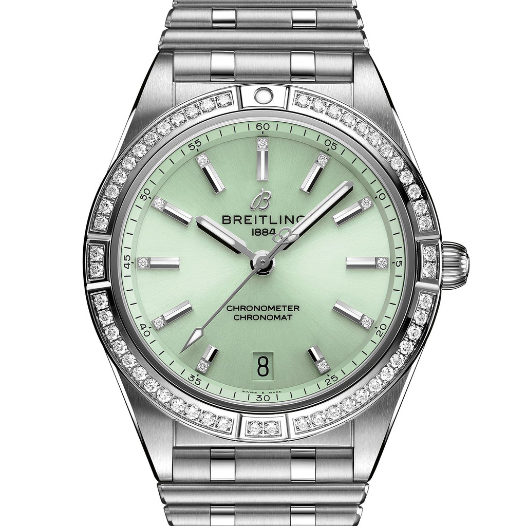 BRT Chronomat Automatic 36 with Diamond Bezel and Green Dial