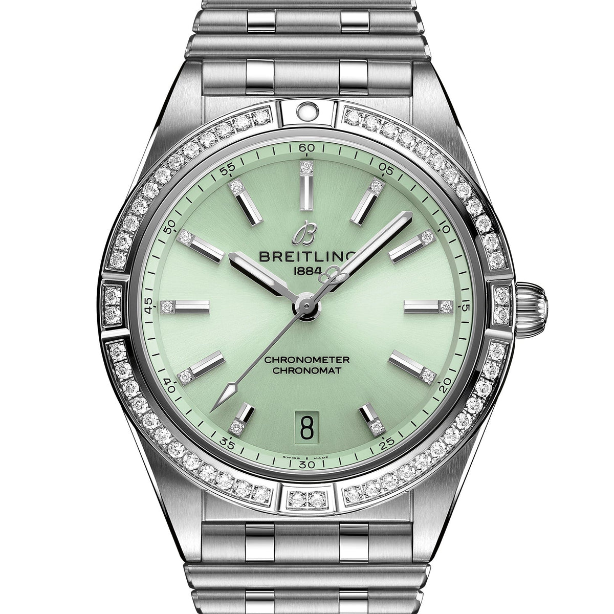 BRT Chronomat Automatic 36 with Diamond Bezel and Green Dial