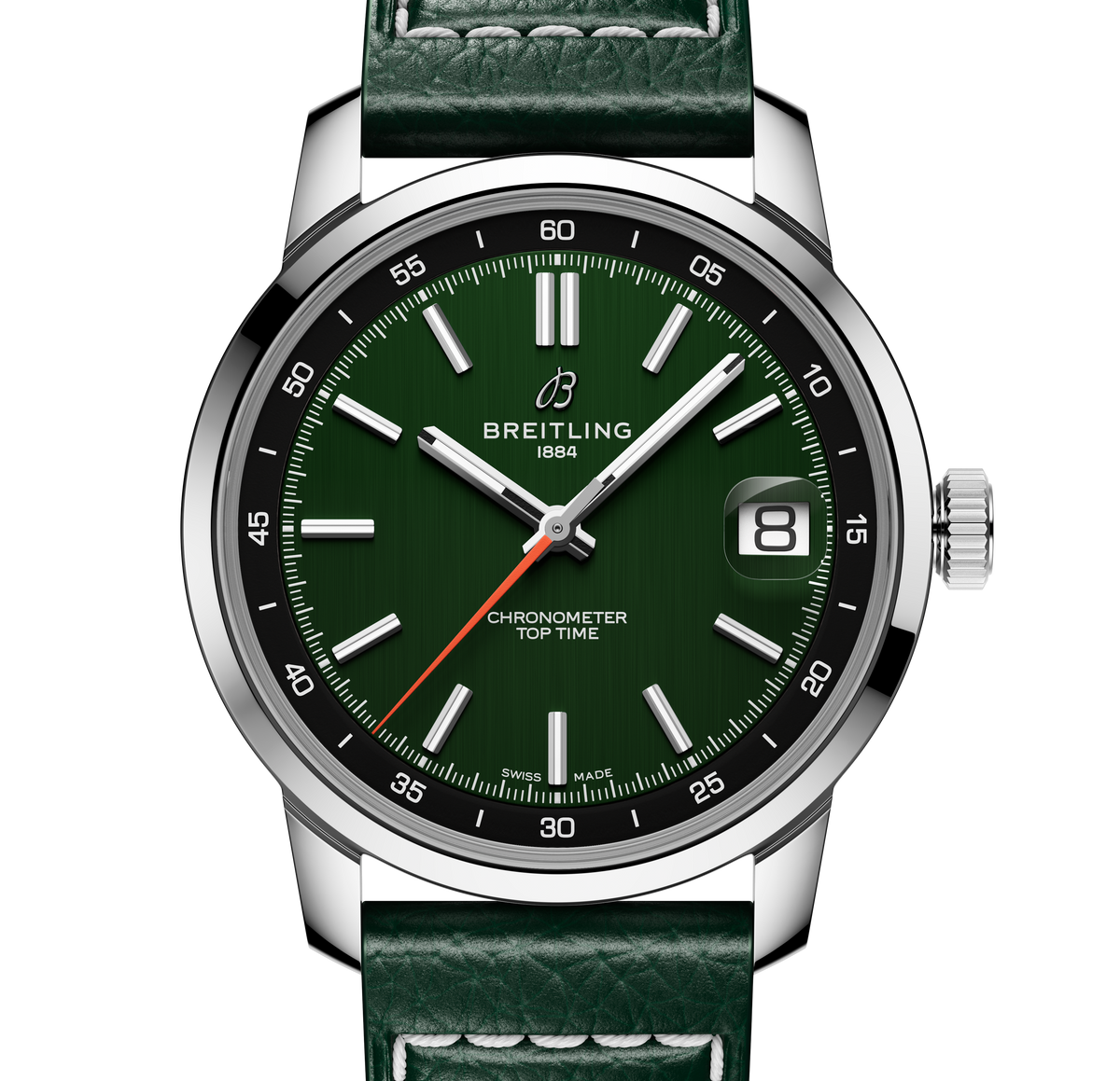 BRT Top Time B31 38mm Watch with Green Leather Strap
