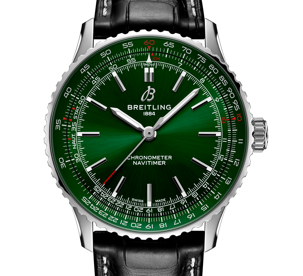 BRT Navitimer Automatic 41 Watch with Black Leather Strap