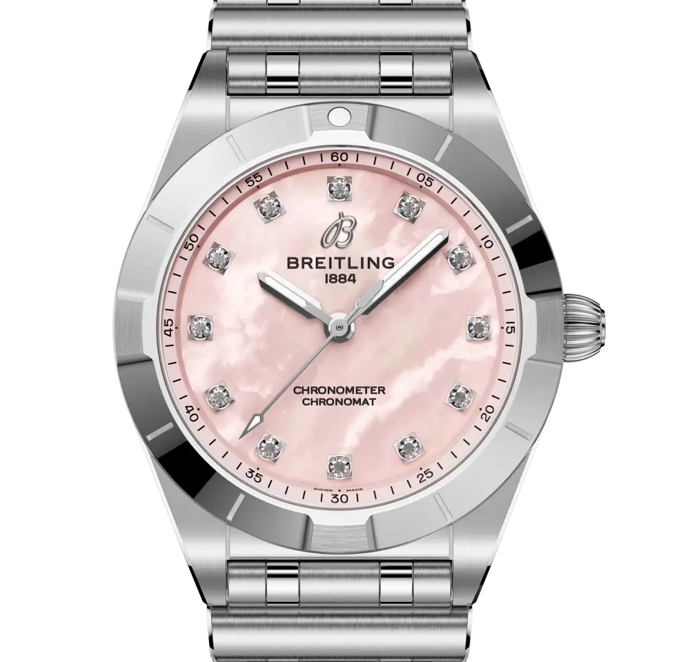 BRT Chronomat 28 Watch with Pink Mother of Pearl Dial
