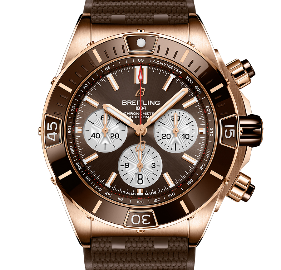 BRT Super Chronomat B01 44 with Brown Rubber Strap