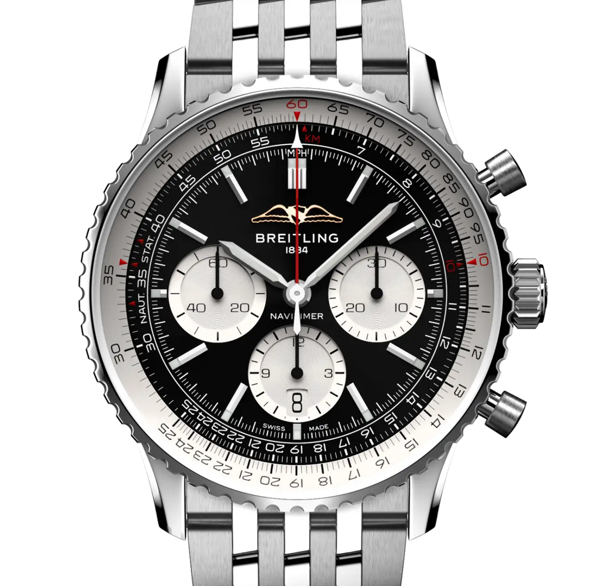 BRT Navitimer B01 Chronograph 43 Watch with Stainless Steel Bracelet