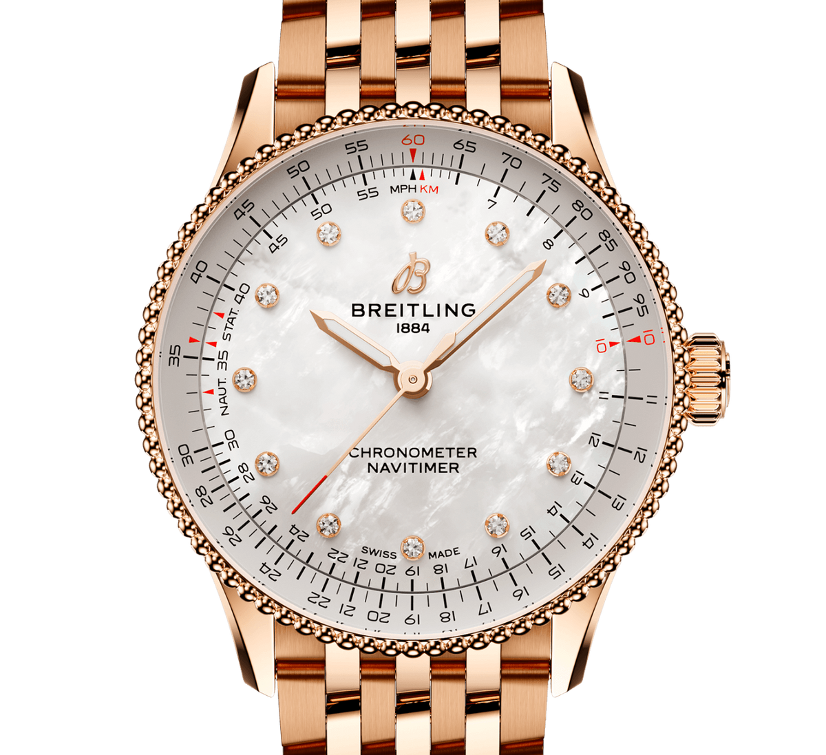 BRT Navitimer Automatic 36 Watch with Mother of Pearl Dial
