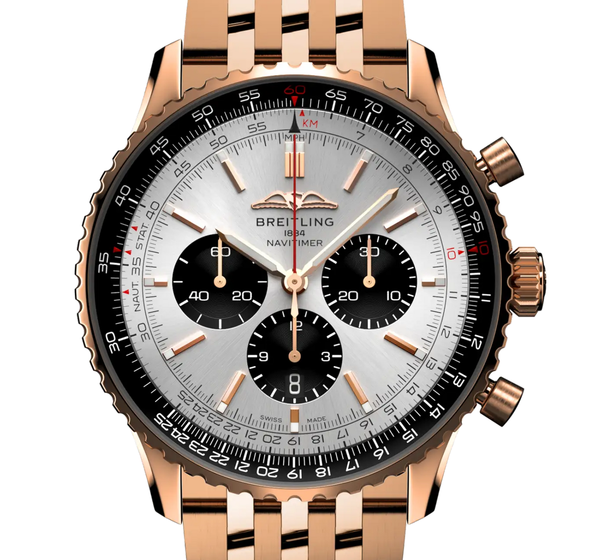 BRT Navitimer B01 Chronograph 46 Watch with 18K Red Gold Bracelet
