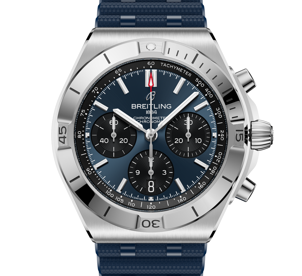BRT Chronomat B01 Chronograph 42 Watch with Blue Rubber Strap