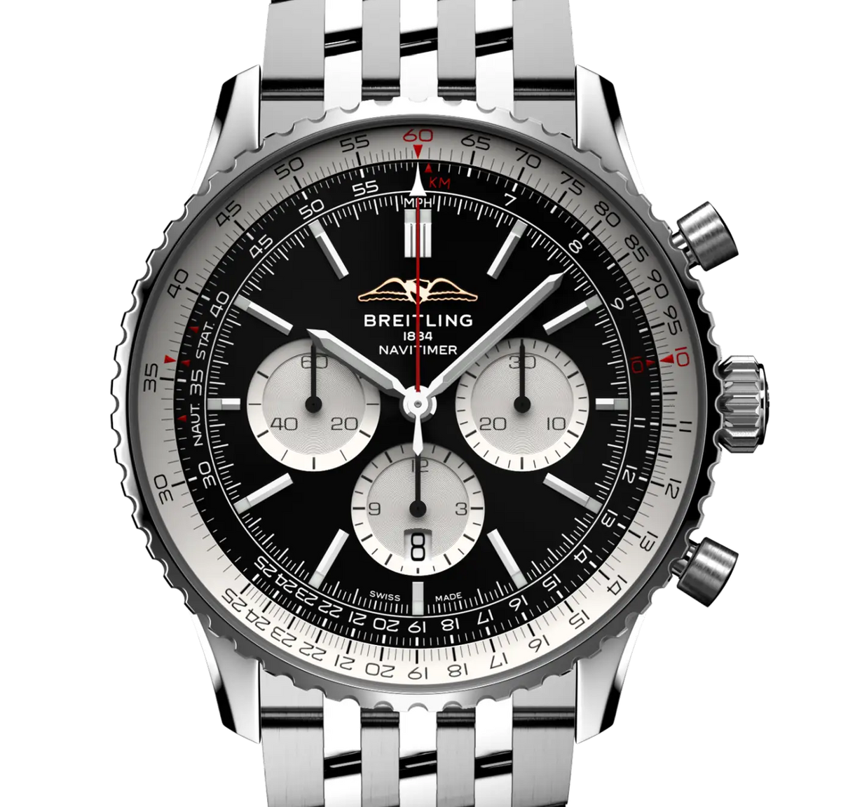 BRT Navitimer B01 Chronograph 46 Watch with Black Dial