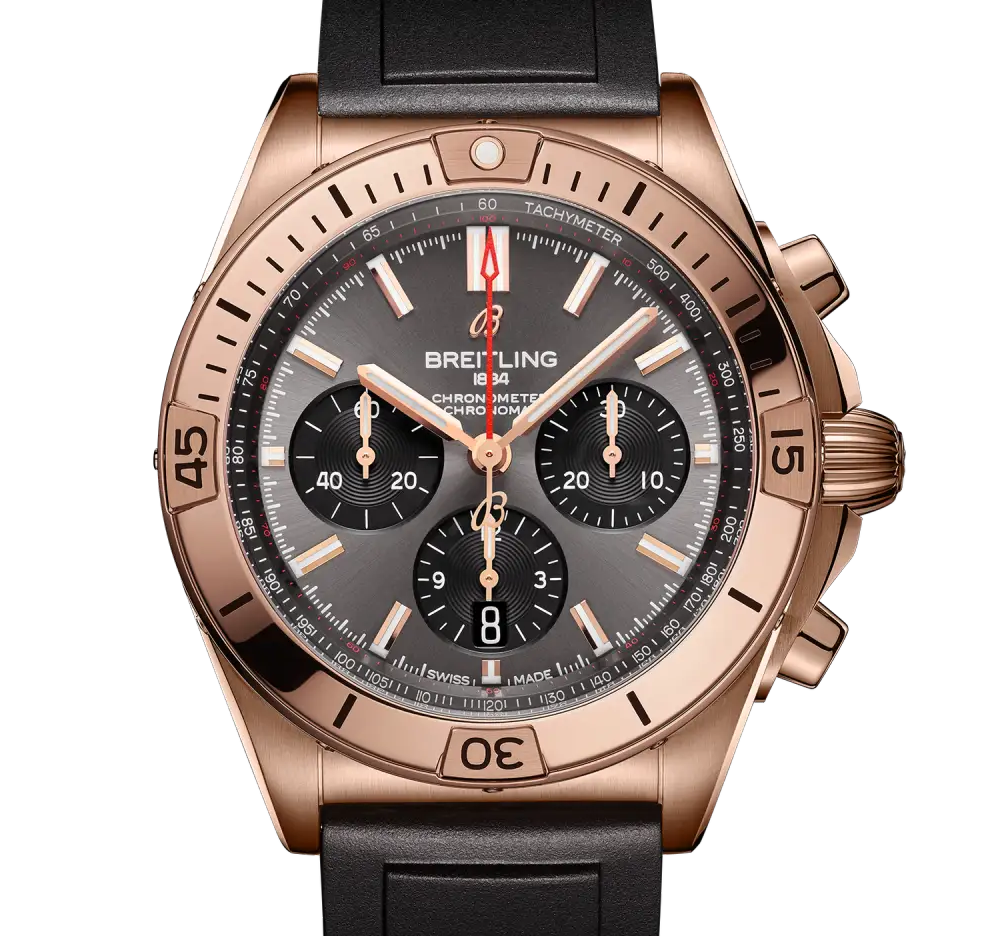 BRT Chronomat B01 42 Watch with Black Rubber Strap