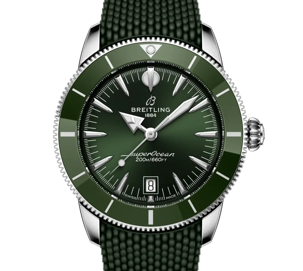 BRT Superocean Heritage B31 Automatic 42 Watch with Green Rubber Strap
