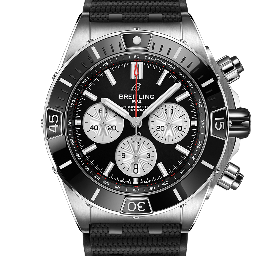 BRT Super Chronomat B01 44 Black Rubber Strap