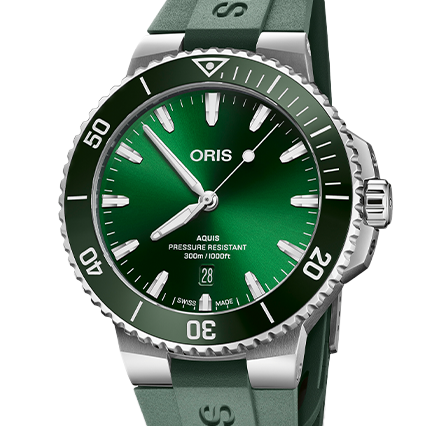 ORS Aquis Date Watch with Green Rubber Strap, 43.50mm