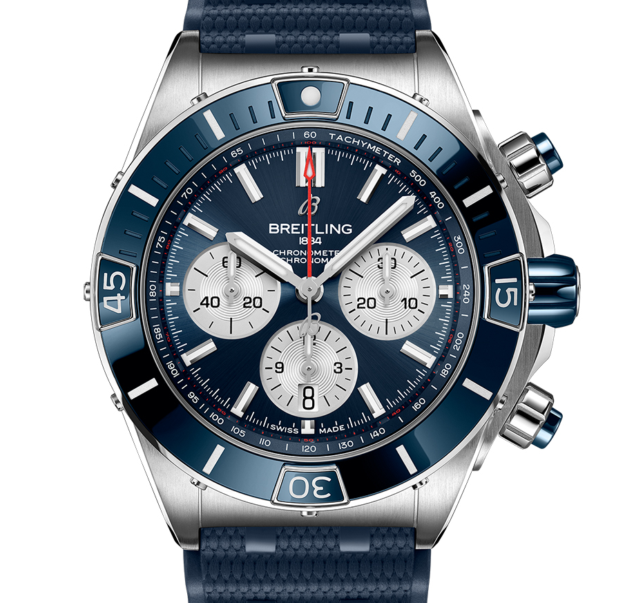 BRT Super Chronomat B01 44 with Blue Rubber Strap