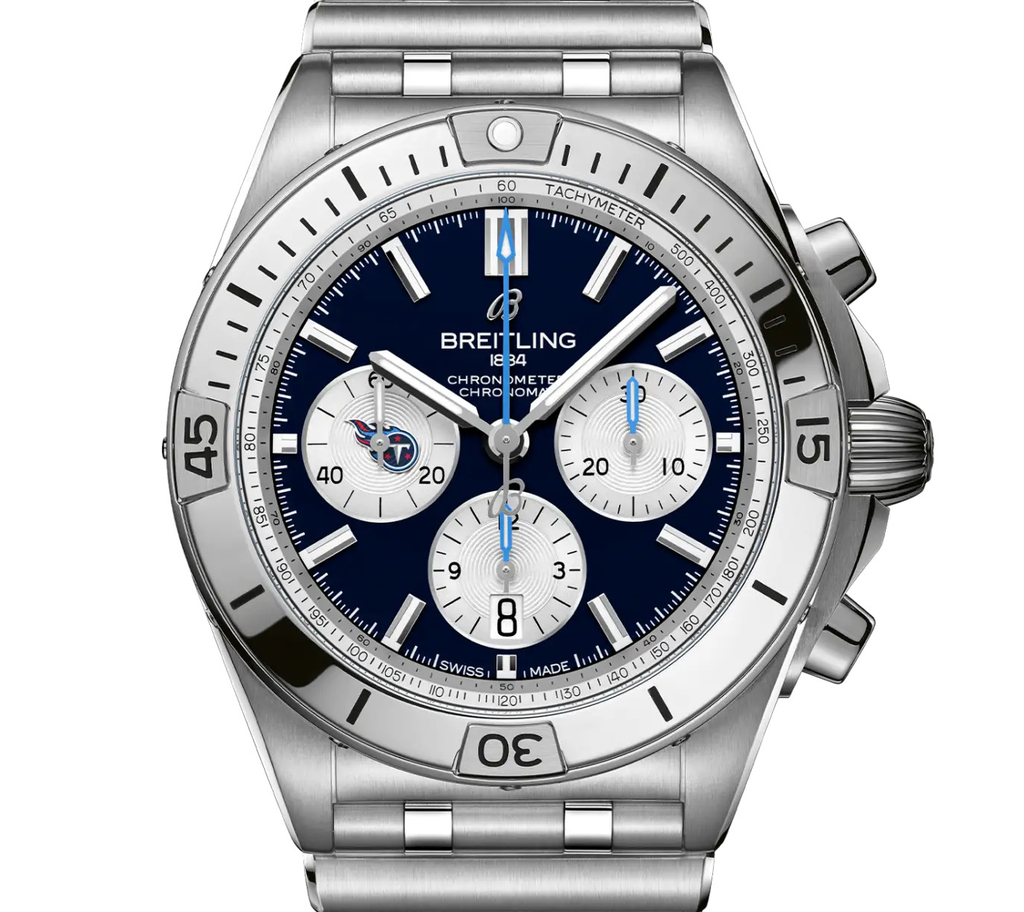 BRT Chronomat B01 42 NFL Tennessee Titans Edition with Stainless Steel Bracelet