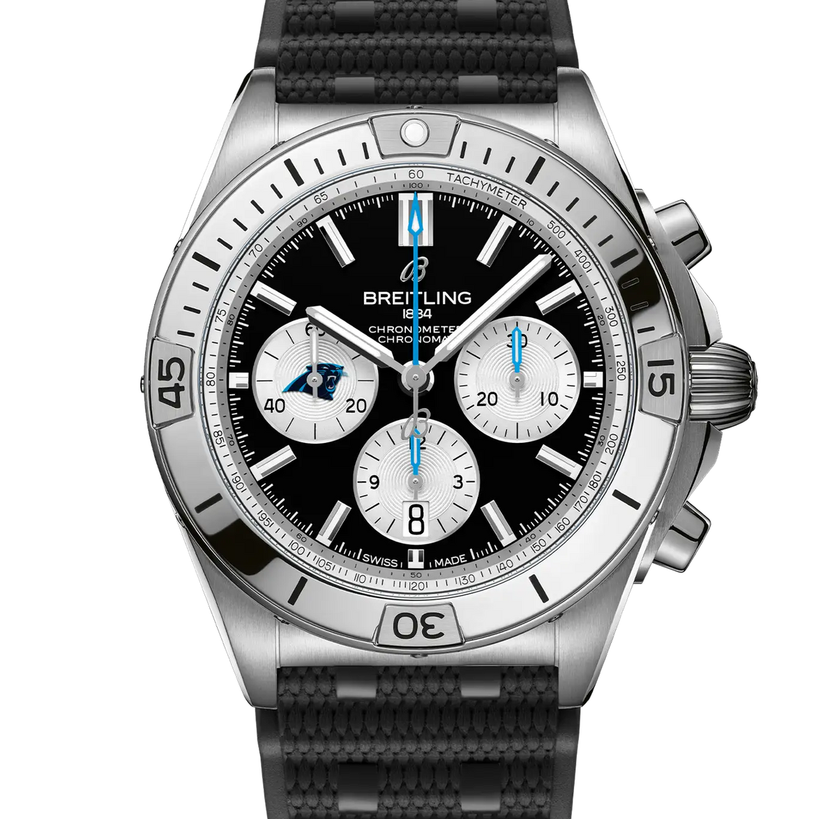 BRT Chronomat B01 42 NFL Carolina Panthers Edition with Rubber Strap
