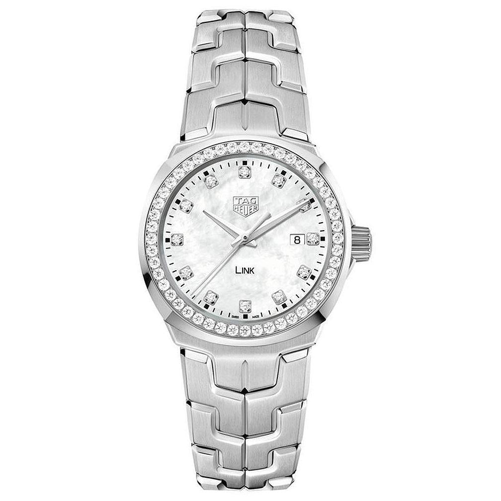 TGHR Link Ladies' White Mother-of-Pearl Dial Diamond Bezel Watch