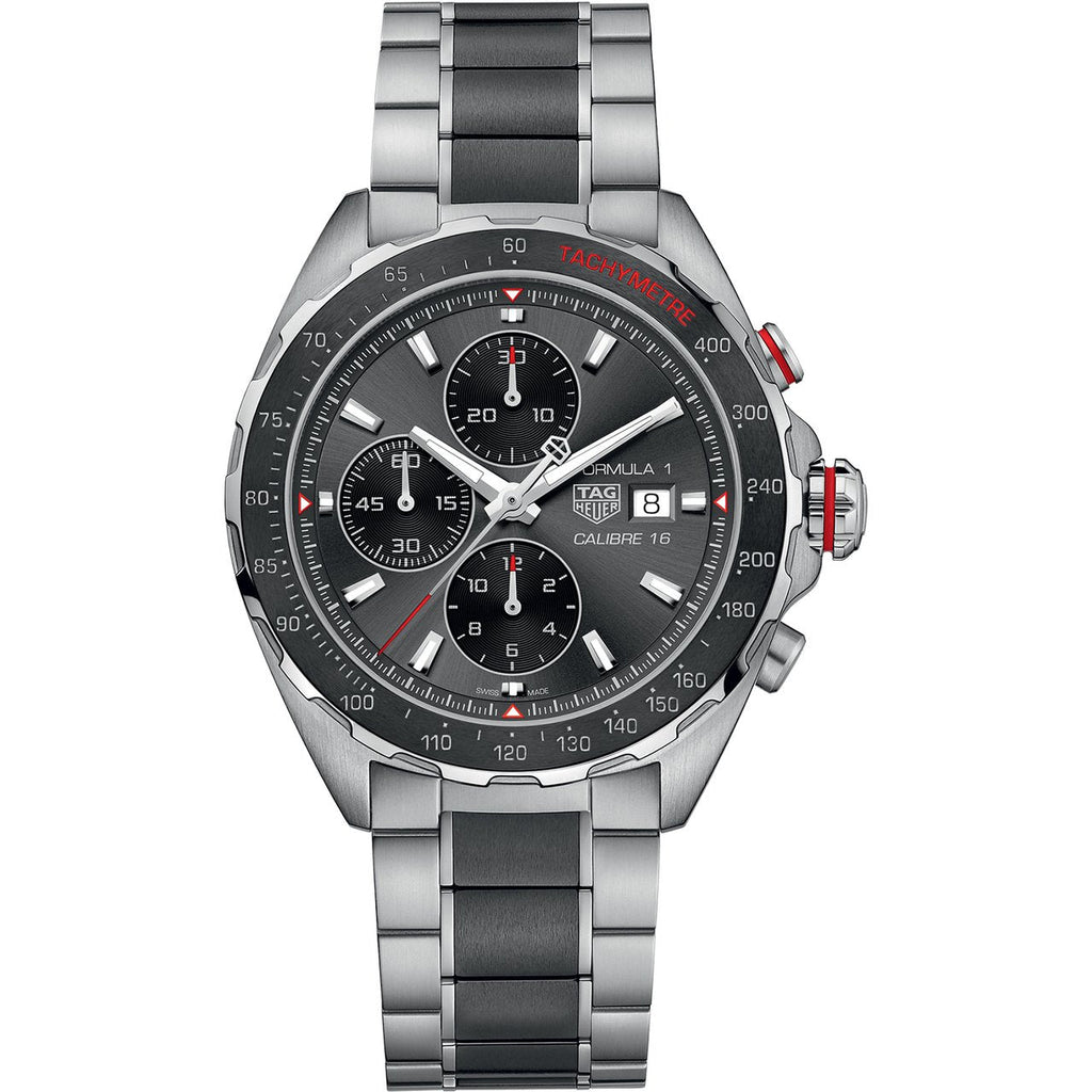 TGHR Formula 1 Men's Calibre 16 Chronograph Anthracite Dial Watch with Ceramic Bezel