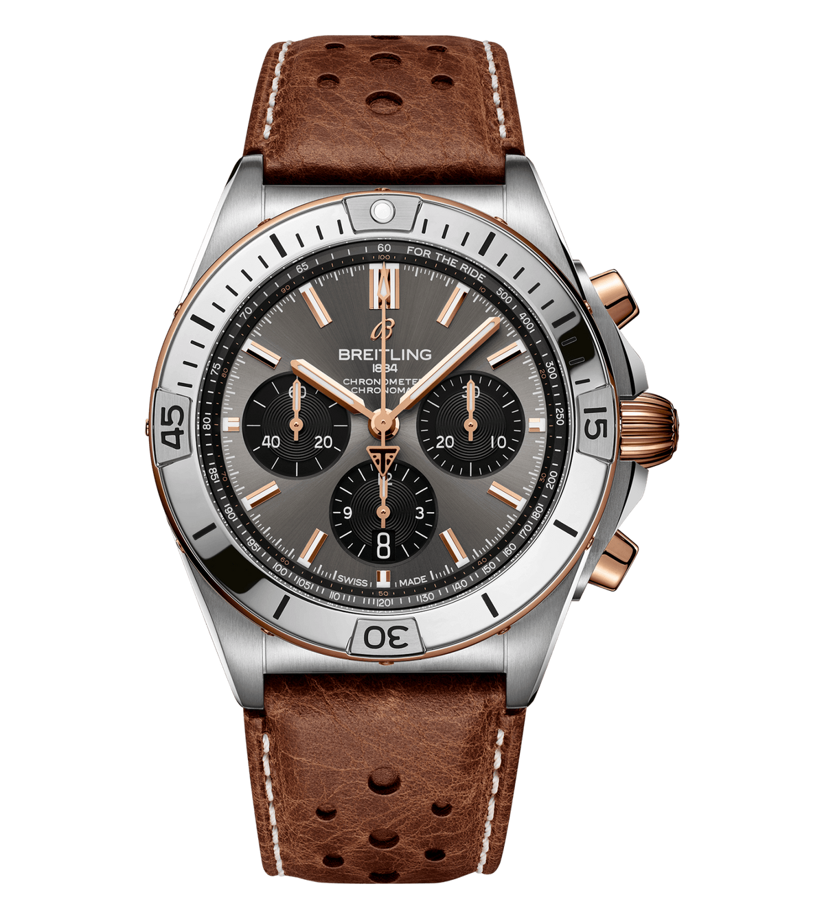 BRT Chronomat B01 42 Triumph Watch with Brown Leather Strap