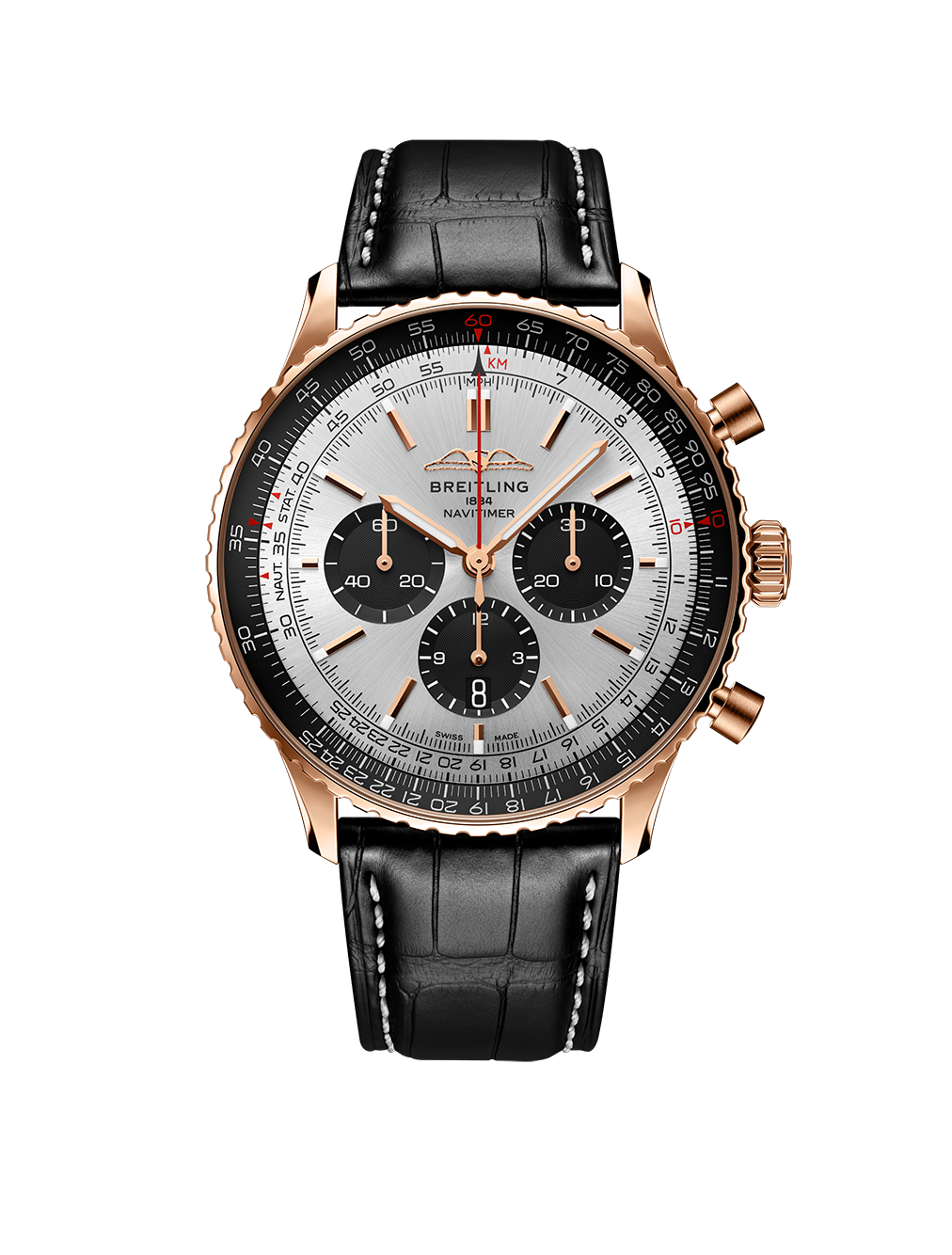 BRT Navitimer B01 46mm Watch with Silver Dial